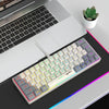 Teclado de membrana con retroiluminación RGB y cable HXSJ V400, 63 teclas, longitud del cable: 1,7 m (gris + beige, bicolor)