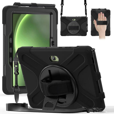 Funda antigolpes negra para Galaxy Tab Active Pro con correa de mano, soporte y bandolera