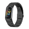 Correa de reloj de aleación de titanio con hebilla plana de tres cuentas para Fitbit Charge 6/5 (negra)