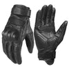 Guantes GHOST RACING GR-ST11 de cuero genuino para motocicleta retro, con dedos completos y pantalla táctil, talla L (negros, sin perforaciones)