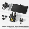 Microscopio trinocular QianLi 6558 Gorilla 6.5X-58X con fuente de luz y lámpara UV. Enchufe: UE.