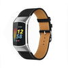 Correa de piel de vaca para Fitbit Charge 6/5 (línea blanca y negra)