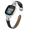 Correa de cuero genuino de metal D para Fitbit Versa 3/4/Sense 2 (negro)