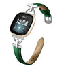 Correa de cuero genuino de metal D para Fitbit Versa 3/4/Sense 2 (verde)