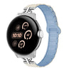 Correa de reloj de silicona magnética de tres cuentas en forma de D de 22 mm (azul niebla blanca)