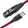 Cable de grabación de audio USB-A a XLR hembra para micrófono dinámico, longitud: 3 m (negro y rojo)