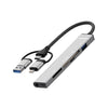 Lector de tarjetas USB/Tipo C/8 pines a CF/TF/SD, adaptador HUB de 3,5 mm, estación de acoplamiento 6 en 1 (plateado)