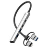 Adaptador concentrador USB/Tipo C/8 pines a PD, 2 USB, 2 Tipo C, estación de acoplamiento 5 en 1 (gris)
