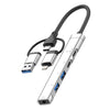Adaptador concentrador USB/Tipo C/8 pines a 3,5 mm, PD, 2 USB, Tipo C, estación de acoplamiento 5 en 1 (plateado)