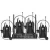 Micrófono Inalámbrico DEBRA AU-400 UHF 4 Canales | 4 Petacas Cintillo y Solapa (Enchufe europeo)