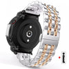 Correa de acero inoxidable con hebilla de mariposa de siete cuentas para Amazfit T-Rex 2 (plata y oro rosa)