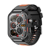 Reloj inteligente GTS9 resistente para exteriores con pantalla TFT de 1,96 pulgadas, resistente al agua hasta 3 ATM (negro y naranja)
