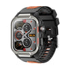 Reloj inteligente GTS9 resistente para exteriores con pantalla TFT de 1,96 pulgadas, resistente al agua hasta 3 ATM (gris oscuro y naranja)