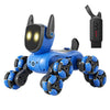 JJR/C Q200 - Perro robot pequeño de ocho ruedas multifunción con control remoto y reloj RC (azul)