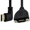 Cable de extensión fijo HDMI macho a hembra, versión 2.0, 4K 60 Hz, con orificios para tornillos, longitud: 0,2 m (codo derecho)