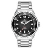 Reloj de cuarzo solar luminoso para hombre North Edge Triton para buceo al aire libre (correa de acero negra)