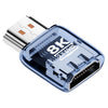 Adaptador HDTV 2.1 macho a HDTV 2.1 hembra Ultra HD transparente de 8K 60 Hz (azul)