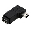 Adaptador de extensión mini USB macho a mini USB hembra de 90 grados con curvatura derecha (negro)