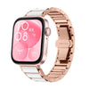 Correa de metal con hebilla de mariposa blanca de cerámica para Huawei Watch Fit 2 (oro rosa)
