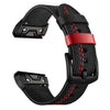 Correa de cuero de siete líneas para reloj Garmin de 22 mm (negra)