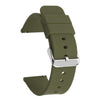 Correa de reloj de silicona resistente al agua, de 16 mm, con hebilla plateada y acero inoxidable (verde militar)