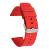 Correa de reloj de silicona resistente al agua, de color sólido, con hebilla plateada de acero inoxidable de 20 mm (roja)
