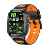 Reloj inteligente deportivo para exteriores YK12 con pantalla de 2.0 pulgadas, resistente al agua IP68 y linterna integrada (naranja y negro).