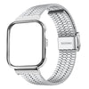 Correa de acero inoxidable con hebilla integrada de siete cuentas y marco metálico para Huawei Watch Fit4 Pro / Fit4 / Fit3 (plateada)