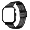 Correa de acero inoxidable con hebilla integrada de siete cuentas y marco metálico para Huawei Watch Fit4 Pro / Fit4 / Fit3 (negra)