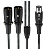 Cable divisor de audio XLR balanceado tipo Y para micrófono, longitud: 0,5 m, especificación: hembra recta a 2 machos rectos (negro)