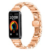 Correa de acero inoxidable con hebilla de mariposa fina para Huawei Band 10/9/8 (oro rosa)