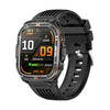 Reloj deportivo inteligente HT38 con pantalla cuadrada IPS de 2,01 pulgadas, compatible con llamadas Bluetooth, monitorización de salud y linterna LED (correa de silicona negra).