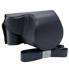 Estuche de cuero vegano de cuerpo completo para cámara Canon PowerShot SX50 HS con correa (negro)