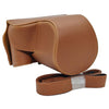 Estuche de cuero vegano de cuerpo completo para cámara Canon PowerShot SX50 HS con correa (marrón)