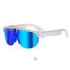 Gafas deportivas inteligentes AIMB-G5 de 8 MP para ciclismo al aire libre con IA (lentes azules degradados, montura blanca)