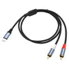Cable decodificador de audio de 24 bits tipo C a RCA macho dual, longitud: 2 m (negro)