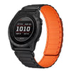 Correa de silicona magnética de tres cuentas para reloj Garmin de 26 mm (negro, naranja y conector negro)