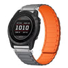 Correa de silicona magnética de tres cuentas para reloj Garmin de 20 mm (gris, naranja y conector plateado)