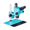 Microscopio estereoscópico trinocular con zoom síncrono MaAnt R65 Sky Eye 6.5-65X y base de aleación de aluminio (azul)