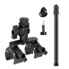 Abrazadera universal para manillar de bicicleta con doble abrazadera tipo cangrejo, varilla de extensión, adaptador y tornillo (negro)