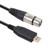 Cable de grabación de micrófono hembra USB a XLR US18, longitud del cable: 3 m (negro)