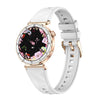 Reloj deportivo inteligente QS22 para mujer con pantalla AMOLED de 1,19 pulgadas (caja dorada y correa de silicona blanca)