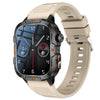 Reloj inteligente QX12 para deportes al aire libre, con pantalla IPS de 1,96 pulgadas, IP68 y linterna (beige)
