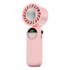Ventilador plegable de mano con banda para el cuello S-11 con pantalla LED (rosa)