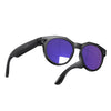 Gafas inteligentes W611Pro con cámara de 8 MP, WIFI y traducción por IA (montura negra, lentes con revestimiento morado).