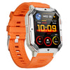 Reloj inteligente MT62 de 2,01 pulgadas con pantalla IPS, ideal para aventuras al aire libre, con batería de 1000 mAh y linterna (plateado y naranja).