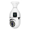 Cámara PTZ inalámbrica V380 Pro de 4 MP a todo color con doble lente, WiFi de 2,4 GHz, casquillo E27 y visión nocturna (blanca)