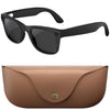 Gafas inteligentes MT5 Ultra con IA, cámara HD de 8 MP, grabación de vídeo, transmisión WiFi y asistente de voz inteligente. Tipo: Gafas de sol (estuche de carga marrón).