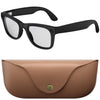 Gafas inteligentes MT5 Ultra con IA, cámara HD de 8 MP, grabación de vídeo, transmisión WiFi, asistente de voz inteligente con IA, tipo: lente anti-luz azul (estuche de carga marrón).