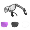 Gafas inteligentes XK One Pro 1080P con IA para fotografía (gafas de sol con montura negra + bloqueo de luz azul + lentes moradas)